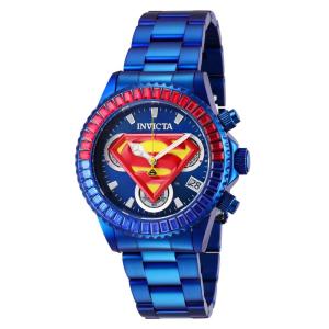 Relógio Feminino DC Comics Superman com Pulseira em Aço Inoxidável, Invicta 41269, Azul