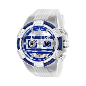 1 EDIÇÃO LIMITADA Invicta Star Wars R2 D2 Relógio masculino de quartzo Caixa de aço inoxidável, pulseira de silicone, branco 26269