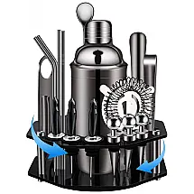 Kit Bn Profissional 9 Peças em Aço Inoxidável com Suporte, Cor, X COSRACK 1, Preto