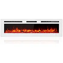 Lareira Elétrica de Embutir A43x152L com Controle Remoto, 110V 1500W, Maxhonor, Branca