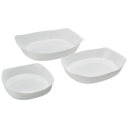 Conjunto de Assadeiras de Vidro com 3 Unidades, Sem Tampas, Rubbermaid, Branca