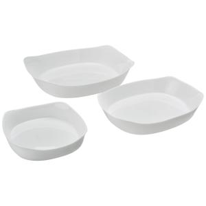 Conjunto de Assadeiras de Vidro com 3 Unidades, Sem Tampas, Rubbermaid, Branca