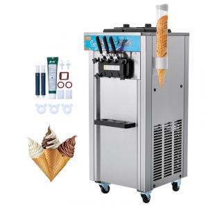 Máquina de Sorvete Comercial VEVOR, Produção de 21L por Hora, 1800W 3 Sabores Soft Serve, 2 Cilindros em Aço Inoxidável de 5.5L