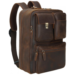 Mochila Masculina para Laptop, Conversível para Bolsa de Mão, TIDING, Marrom Escuro