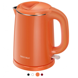 Chaleira Elétrica 1L em Aço Inoxidável com Desligamento Automático e Proteção Contra Fervura, 110v, SECURA SWK 1001DO, Laranja
