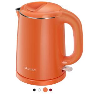 Chaleira Elétrica 1L em Aço Inoxidável com Desligamento Automático e Proteção Contra Fervura, 110v, SECURA SWK 1001DO, Laranja