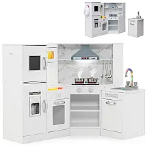 Cozinha Infantil em Madeira com Sons Realistas, Luz e Vapor para Crianças Acima de 3 Anos, Costzon, Branca