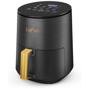 Fritadeira Elétrica AirFryer 4L de Capacidade e Painel de Controle Digital e Desligamento Automático, 1500W, 110v, LIGFUN, Preto
