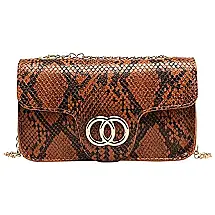 Bolsa Feminina de Ombro com Alça de Corrente Dourada, FONETTOS, Marrom escuro