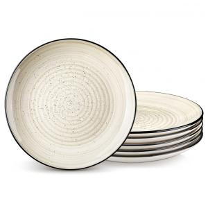 Conjunto de Pratos Rasos em Cerâmica 6 UN, Vancasso Bonbon, Bege