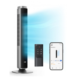 Ventilador de Torre com 9 Velocidades, Controle Remoto, Tela LED e Desligamento Automático, 110V 30W, DREO DR HTF005, Cinza