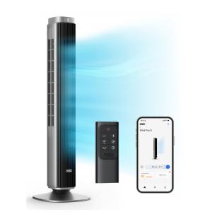 Ventilador de Torre com 9 Velocidades, Controle Remoto, Tela LED e Desligamento Automático, 110V 30W, DREO DR HTF005, Cinza