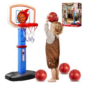 Cesta de Basquete Interno e Externa com 4 Bolas e Altura Ajustável de 76 cm a 1,06 Metros, Presente Ideal para Crianças, JOYIN