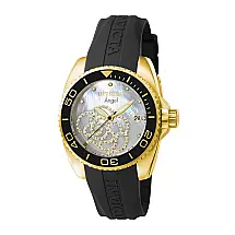 Relógio Feminino Angel com Mostrador Madrepérola, Invicta 0489, Preto e Dourado
