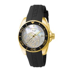 Relógio Feminino Angel com Mostrador Madrepérola, Invicta 0489, Preto e Dourado