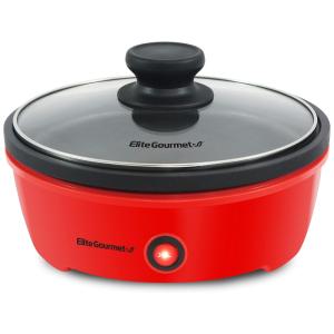 Panela Elétrica Antiaderente e Multifuncional, 650W, 110V, ELITE GOURMET EGL 6101, Vermelho