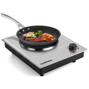 Cooktop Elétrico Portátil de Bancada com 1 Queimador, Aço Inoxidável, 110V 1500W, Cusimax, Prata