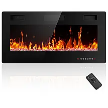 Lareira Elétrica Electactic 91x46cm 1500W Chamas LED 12 Cores Embutir 110V