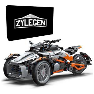 Kit de Construção Moto, 1228 Peças, Colecionável, ZYLEGEN MY88013, Cinza