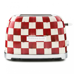 Torradeira 2 fatias MacKenzie-Childs Cherry Check vermelha e branca aço inox 850W 110V