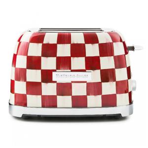 Torradeira 2 fatias MacKenzie-Childs Cherry Check vermelha e branca aço inox 850W 110V