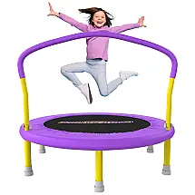 Cama Elastica Infantil com Diâmetro e Corrimão Ajustável para até 100 kg, Roxo, GARDENATURE, Violeta