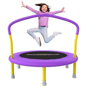 Cama Elastica Infantil com Diâmetro e Corrimão Ajustável para até 100 kg, Roxo, GARDENATURE, Violeta