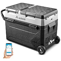 Geladeira Portátil 57L com Zona Dupla e Controle Via APP, 12 24 V DC 110 240 volts AC, AAOBOSI, Preto