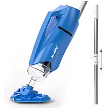 Aspirador de Piscina sem Fio, Recarregável com Sucção Poderosa e Haste Telescópica, 110V, POOLSKYPro, Azul