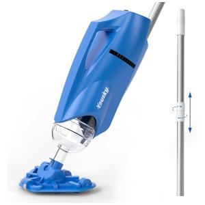Aspirador de Piscina sem Fio, Recarregável com Sucção Poderosa e Haste Telescópica, 110V, POOLSKYPro, Azul