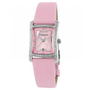 Relógio Gatsby La Femme 145CL: design elegante com mostrador rosa, pulseira de couro rosa e fivela de prata.