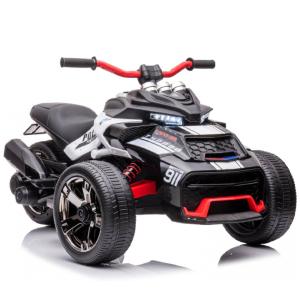 Moto Elétrica Infantil 1 Assento com 3 Rodas, Luz LED, MP3 e Bluetooth, 12V, POSTACK, Preta