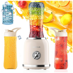 Liquidificador Pessoal Retrô DOWYLIK Creme 300W Copos Portáteis 600 ml 110V
