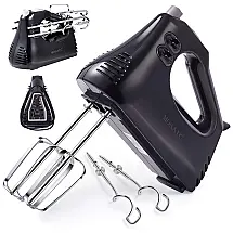 Batedeira de Mão com 4 Velocidades e Acessórios de Aço Inox, 200W, 110v, MOSAIC, Preto