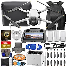 Combo de Drone DJI Mini 4 Pro Fly More com Controle Remoto 2 RC com Tela, Drone Dobrável com Vídeo 4K, Menos de 249g, 34 Minutos de Voo