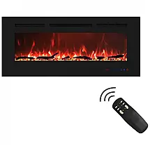 Lareira Elétrica de Embutir A45x106L com Controle Remoto, Luz LED e Chama Ajustável, 1500W, 110v, BIZHOMART 40 Inches, Preto