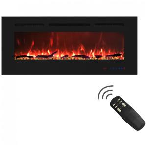 Lareira Elétrica de Embutir A45x106L com Controle Remoto, Luz LED e Chama Ajustável, 1500W, 110v, BIZHOMART 40 Inches, Preto