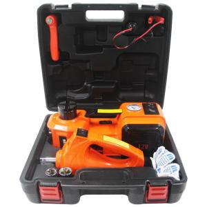 Macaco Elétrico Automotivo Hidráulico 12v 3 Toneladas Com Insuflador Lanterna e Chave Inglesa Trava, M PLUS, Laranja escuro