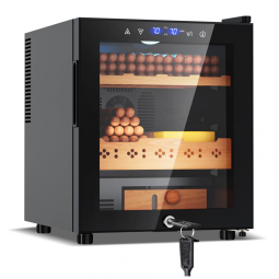 Umidor para Charutos Tylza 50 Litros: Controle de Umidade e Temperatura, Cedro Espanhol, Bloqueio de Segurança, Capacidade para 360 Unidades