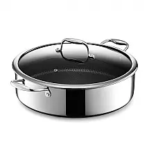 Frigideira Funda HexClad Hybrid 7 Litros Aço Inox com Cerâmica Tampa de Vidro Forno 482°C