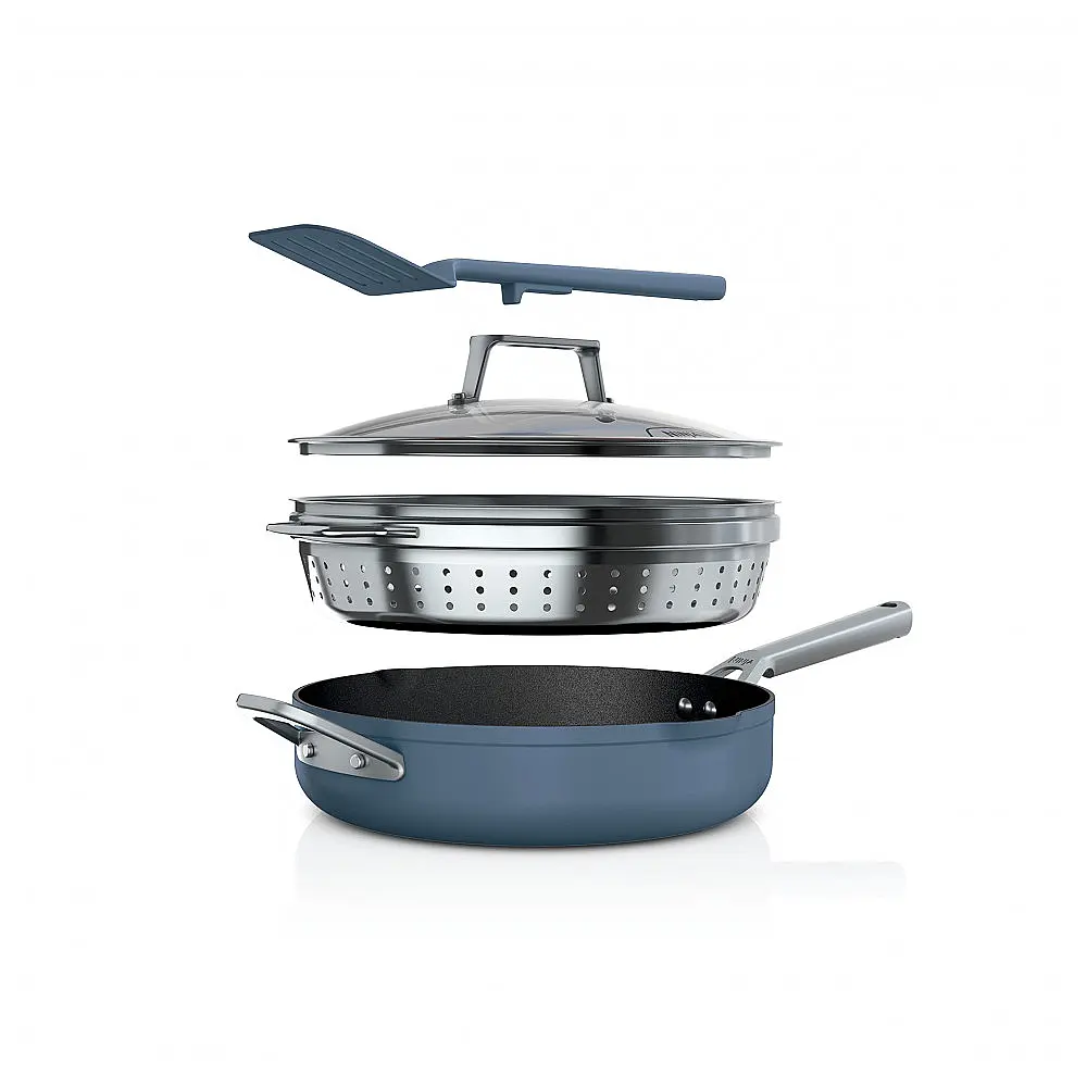 Frigideira Antiaderente 14 em 1 com Espátula e Tampa de Vidro, Ninja CW102BL, Azul