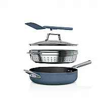 Frigideira Antiaderente 14 em 1 com Espátula e Tampa de Vidro, Ninja CW102BL, Azul