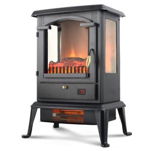 Lareira Elétrica Portátil com Controle Remoto e Segurança Contra Tombamento, 110V 1500W, VOLTORB, Preta