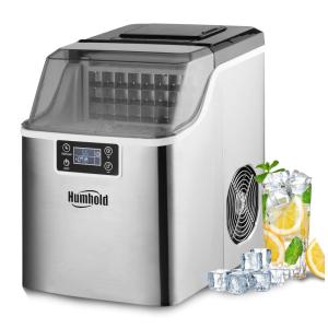 Máquina de Gelo Automática Aço Inoxidável com Painel de Controle, 150W, 110v, HUMHOLD, Prateado