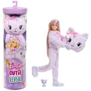 Barbie Cutie Reveal Kitten da Série Cuddly com 10 Surpresas, Mini Pet que Muda de Cor 2025