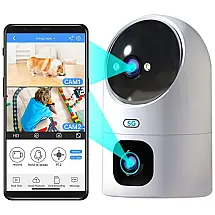 Câmera de Segurança Interna com Lente Dupla Wifi 5G 2.4G e Visão Noturna, JOOAN JA W5 U Branca