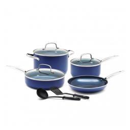 Conjunto de Panelas Antiaderente Revestida de Cerâmica, 9 Peças, BLUE DIAMOND CC003326 001, Azul