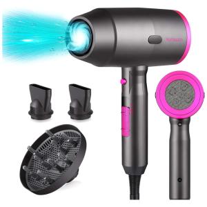 Secador de Cabelo Profissional com 2 Velocidades e 3 Temperaturas, 1800W, HAMSWAN SM1506, Cinza