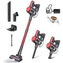 Aspirador de Pó sem Fio EICOBOT com Acessórios e Silencioso, Ideal para Pets, 110V 150W, Vermelho