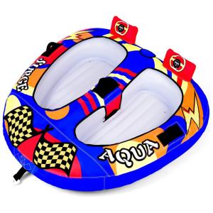 Boia Rebocável Aquática para 2 Pessoas com Drenagem e Conector Rápido, MewVeer, Azul